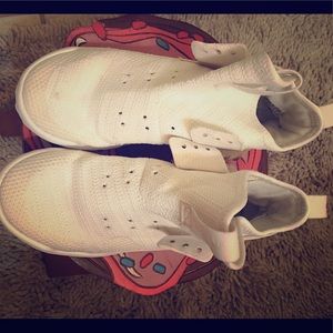 Adidas tubular white ankle sneakers. Boys size 5.